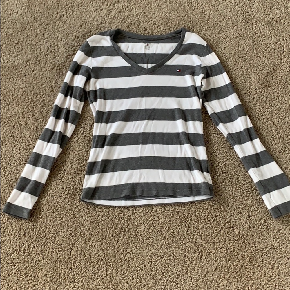 Tommy Hilfiger v-neck long sleeve striped shirt